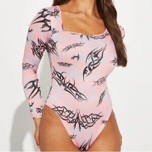 Asymmetrical Neck Cut Out Shoulder Bodysuit Size Small RefN17